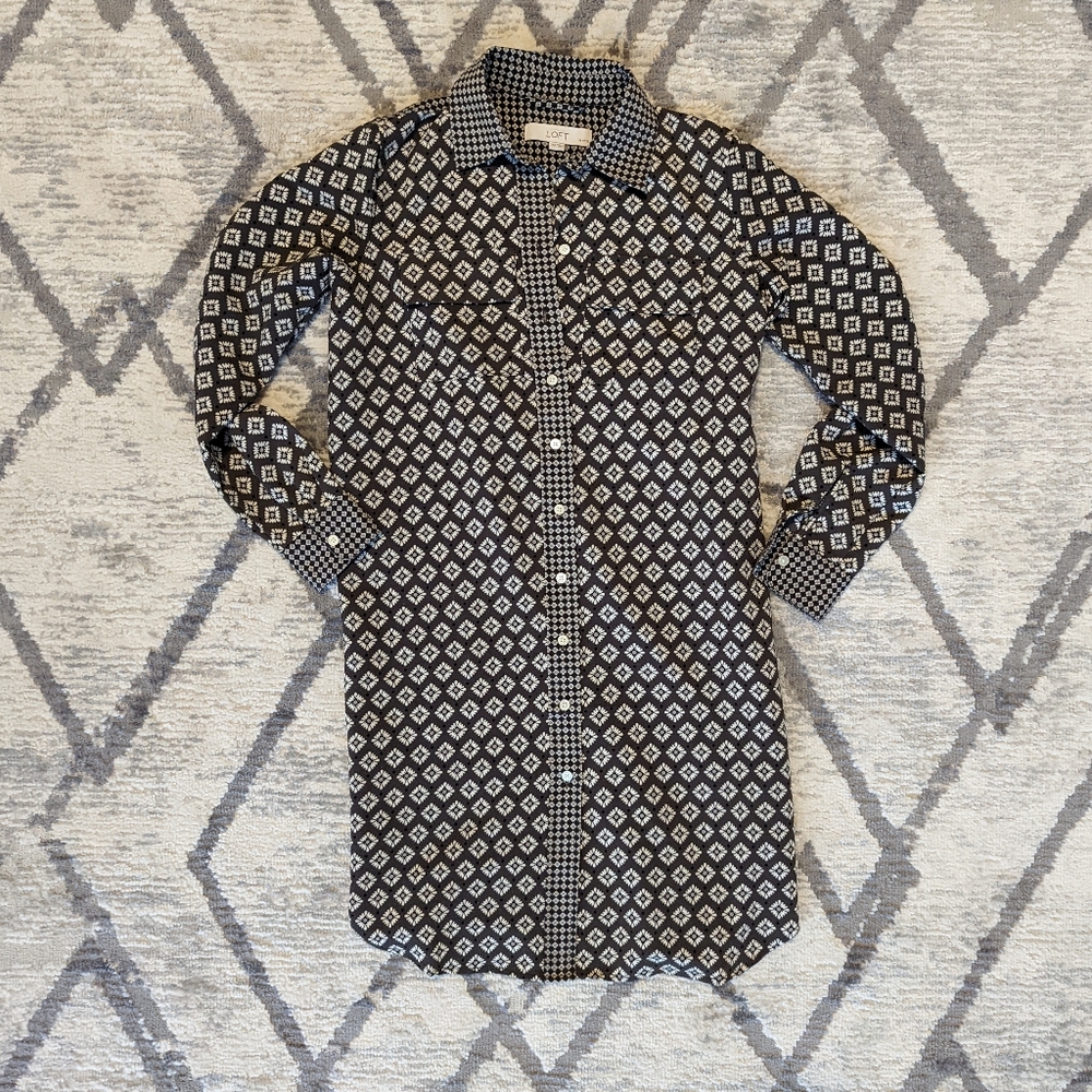 LOFT petite button down shirt dress XXS P
